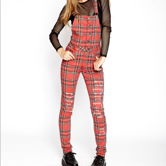 red tartan jumpsuit